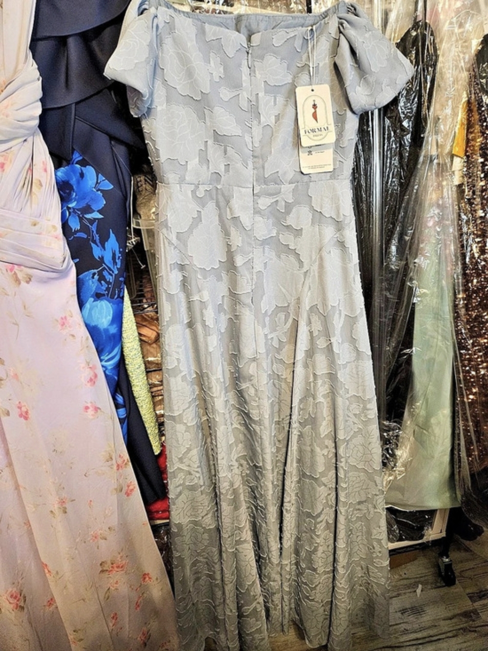 Small- 4- 6 Max Floral Ankle Length Dress in Baby Blue  NWT
